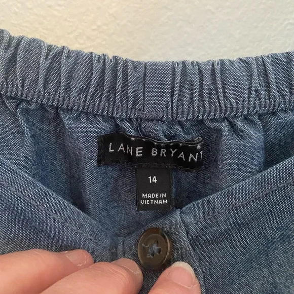 Lane Bryant Chambray Denim Dress A-Line w/Pockets Tie Waist Size 14 - Picture 2 of 8